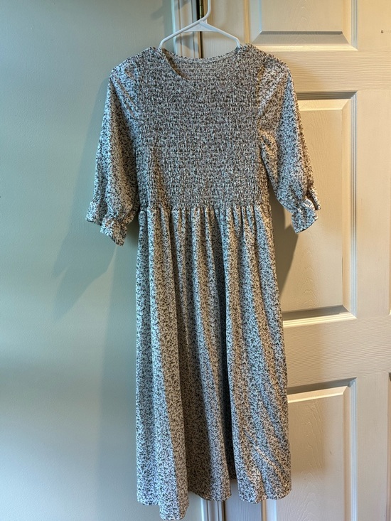 BTFBM Dresses & Skirts - Smocked Bodice Floral Maxi Dress in Cream and Black